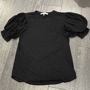 FRAME Elegant Black Puff Sleeve Top